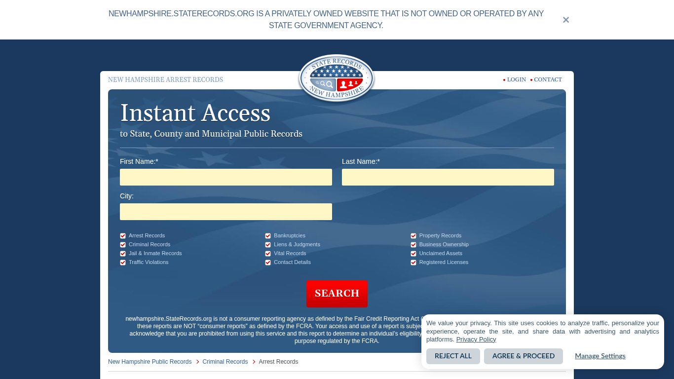 New Hampshire Arrest Records | StateRecords.org